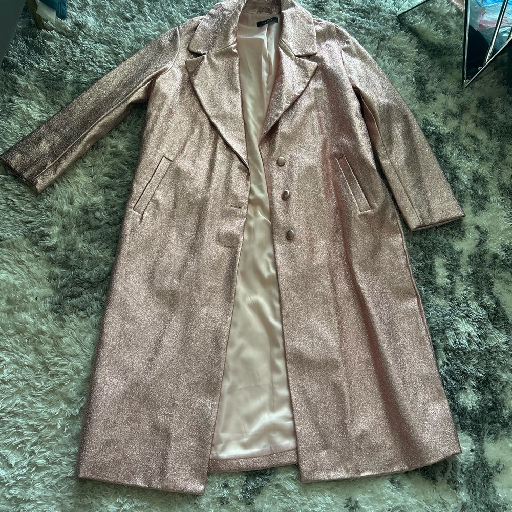 AKIRA Shimmering Pink Trench Coat
